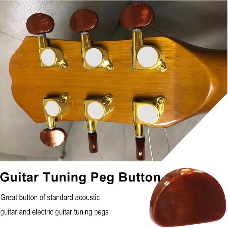 MAXCHEER 6PCS Brown Pearl Universal Guitar Tuning Pegs Keys Tuners Machine Heads Replacement Buttons Knobs Handle for Guitar Accessory (Brown Pearl, 6) - Image 2